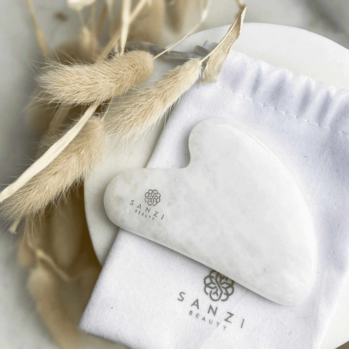 Gua Sha White Jade Round